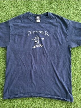 Thrasher Navy Short-Sleeve Skate Graphic Tee